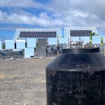 Solar Molded, Sustainable Plastic Molding at NELHA, Kona. Water tank shown with heliostats.